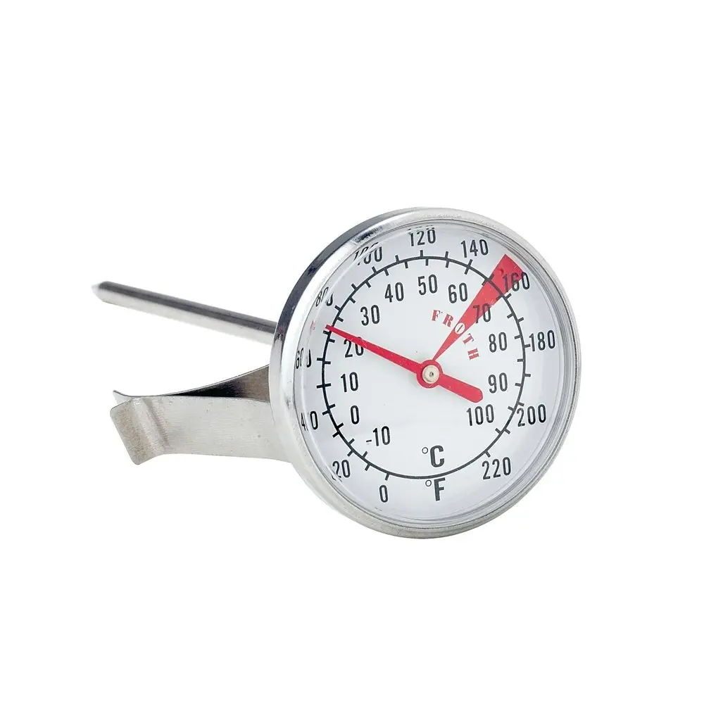 Cuisena Stainless Steel 44mm Dial Round Milk Thermometer Probe w/ Clip Silver