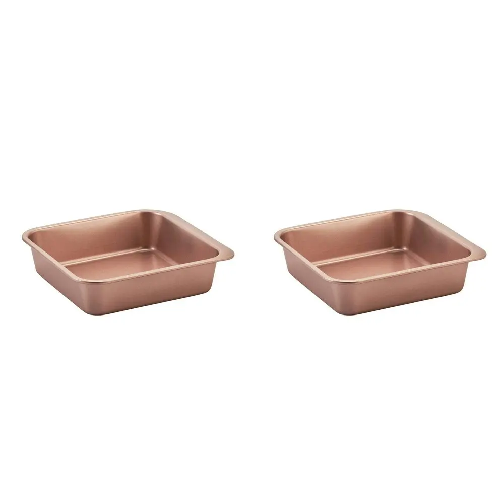 2PK Wiltshire Rose Gold Non-Stick Smart Stack Square Cake Pan Oven Tin 20.5cm