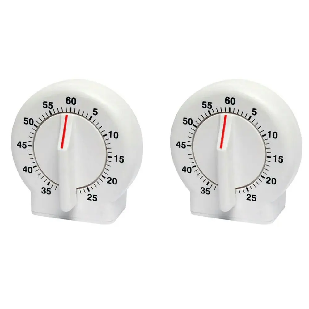 2x Eterna Plastic 60-Minute Mechanical Kitchen Timer Alarm Baking/Cooking White