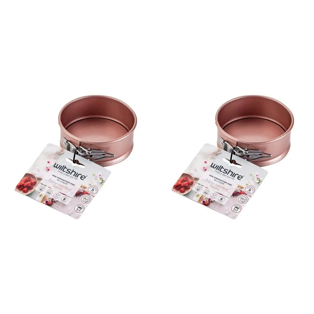 2PK Wiltshire Rose Gold Non-Stick Mini Round Springform Baking Pan Oven Tin 10cm