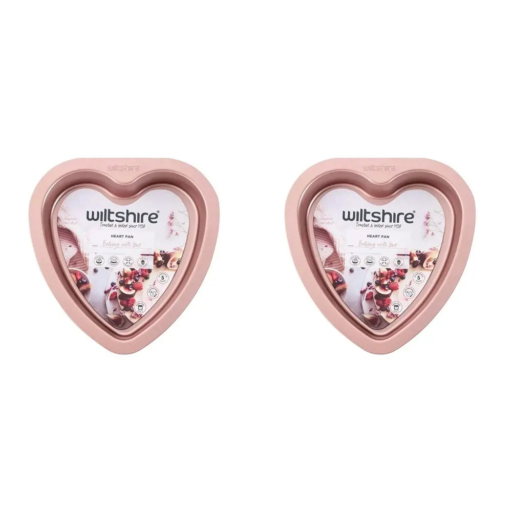 2PK Wiltshire Rose Gold Heart Shaped Non-Stick Baking Cake Oven Safe Tin 19cm