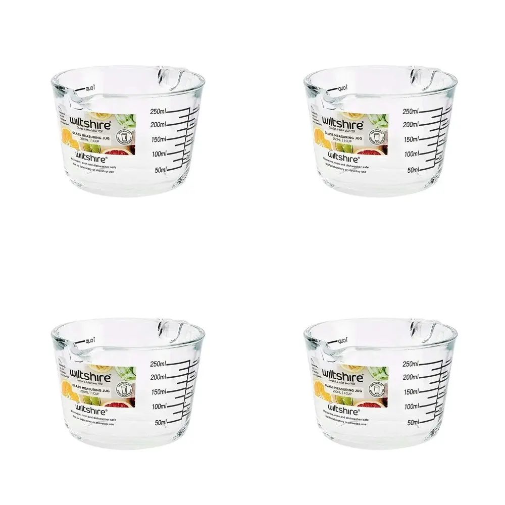 4PK Wiltshire Essential Kitchen Cookware/Bakeware Glass Measuring Jug 250ml