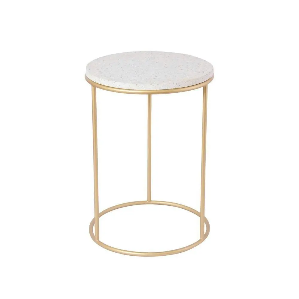 J.Elliot Jonah 45x61cm Iron Terrazzo Side Table Living/Bedroom Furniture Gold