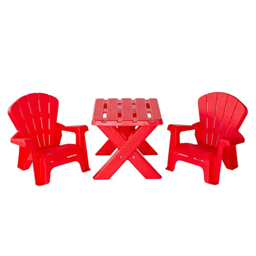 3pc Hacienda Kids/Childrens Outdoor Table and Chair Play Area Set Red 3Y+