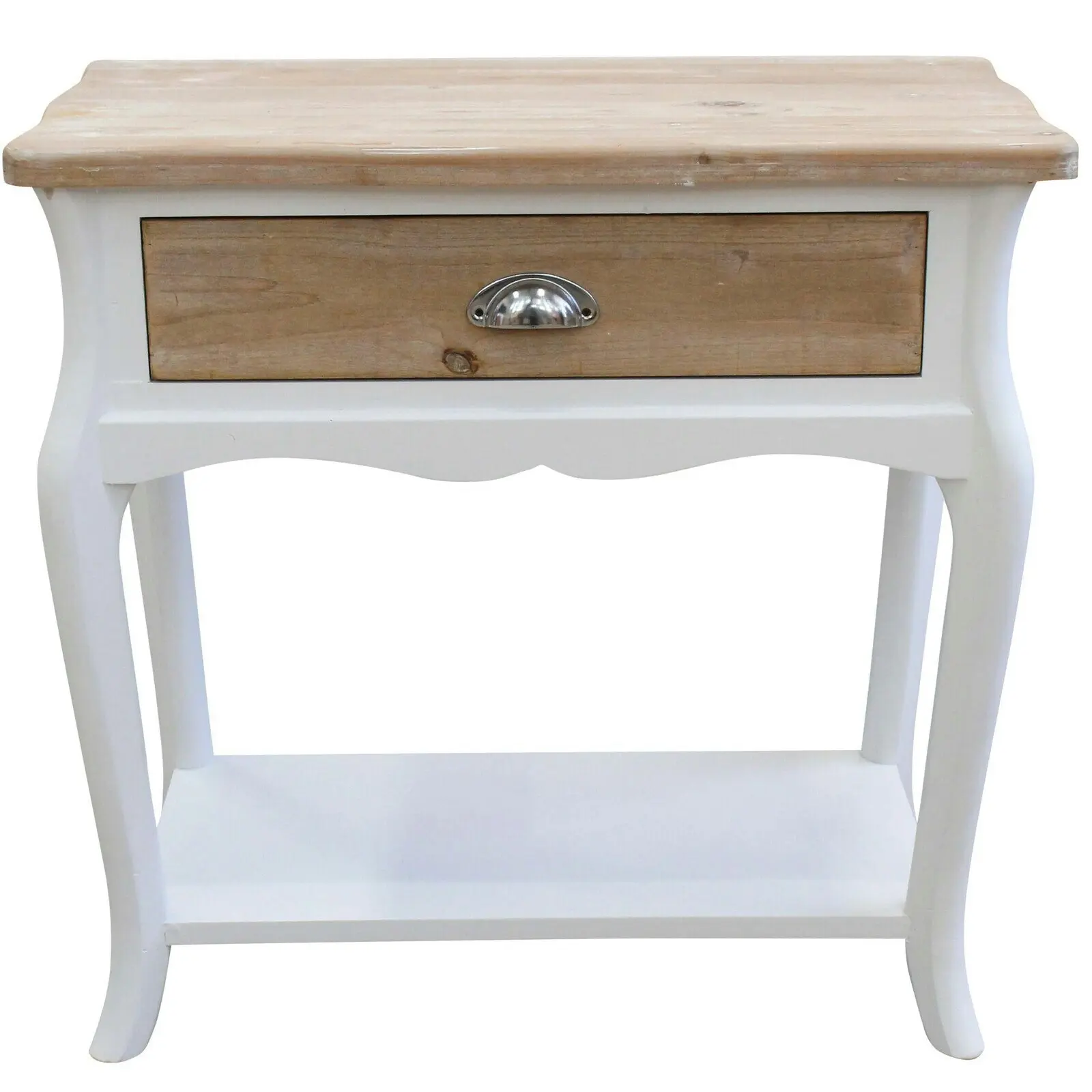 Vermont Wood 63x65cm Bedside Table w/ Drawer Rect Corner Furniture White/Brown