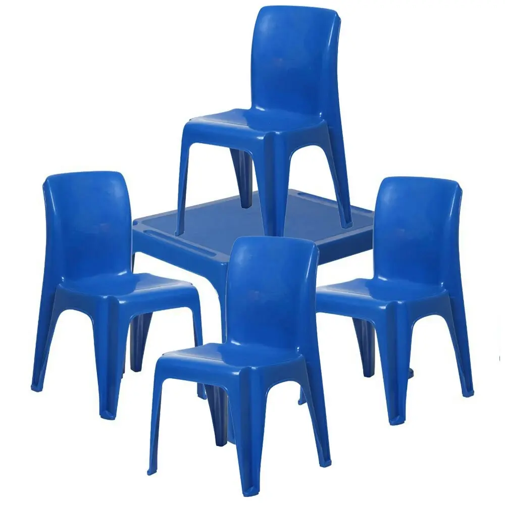 Tuff Play Kids Tinker Table w/4x Chairs Furniture Set Indoor/Outdoor 2-6y Blue