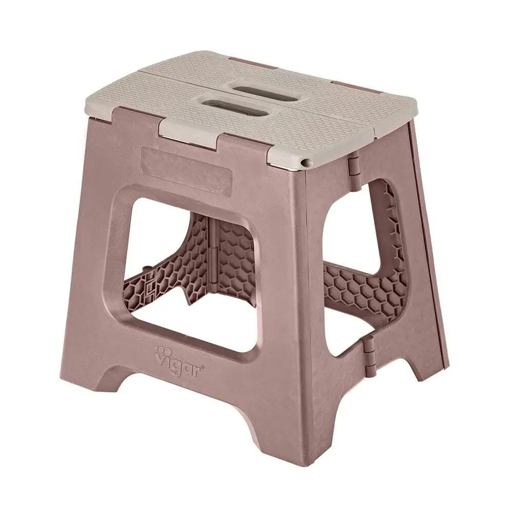 Vigar Compact Foldable 32cm Plastic Step Stool Outdoor/Kitchen Raisin in the Sun