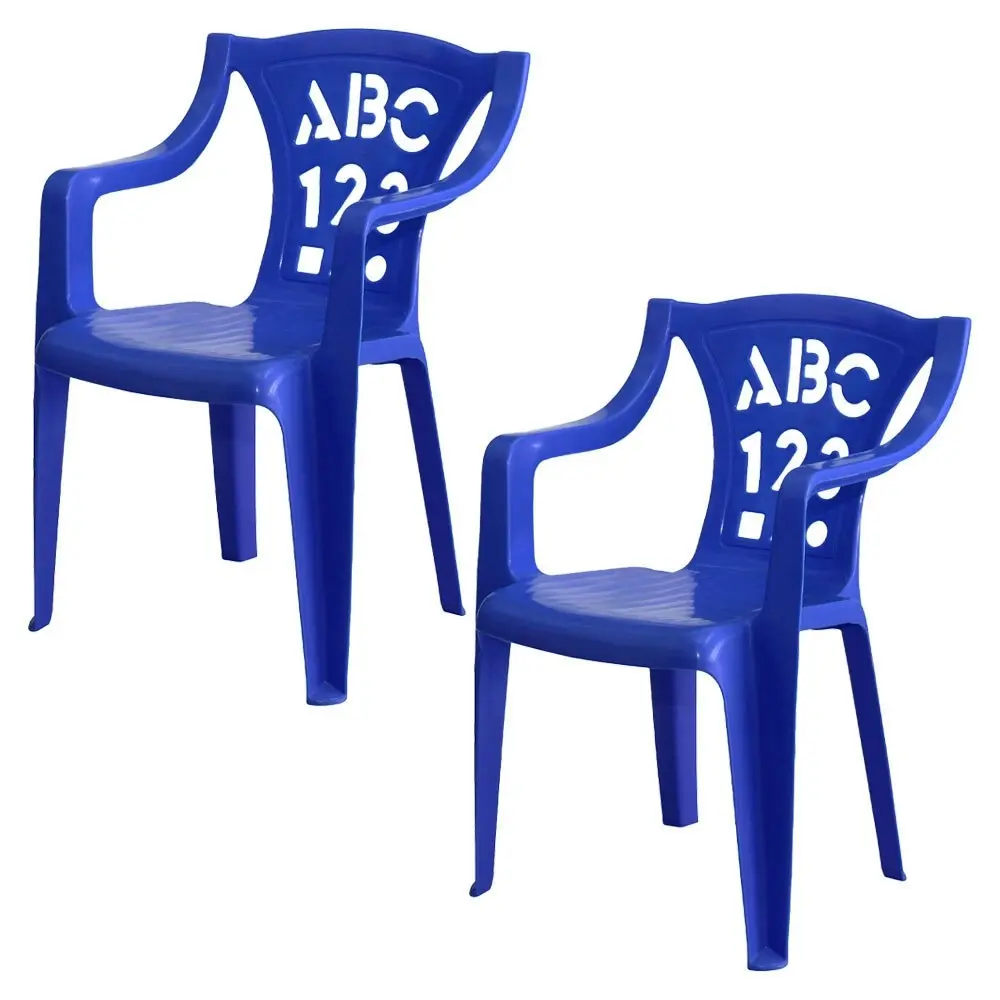 2PK Tuff Play Children's Alphabet Stackable Plastic Chair - Primary Blue 2-6Y