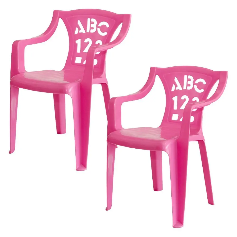 2PK Tuff Play Children's Alphabet Stackable Plastic Chair - Pastel Pink 2-6Y