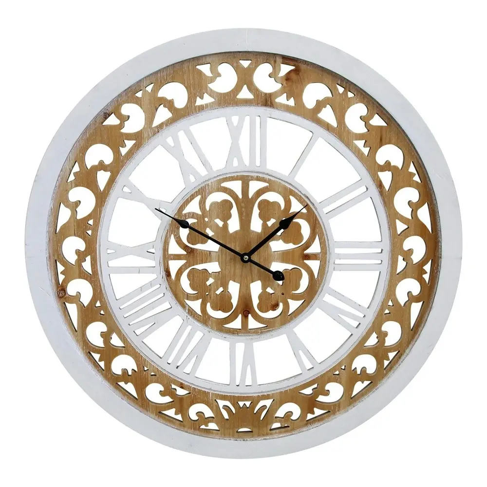 Aura MDF Metal 70cm Wall Clock Round Analogue Hanging Home/Office Decor White