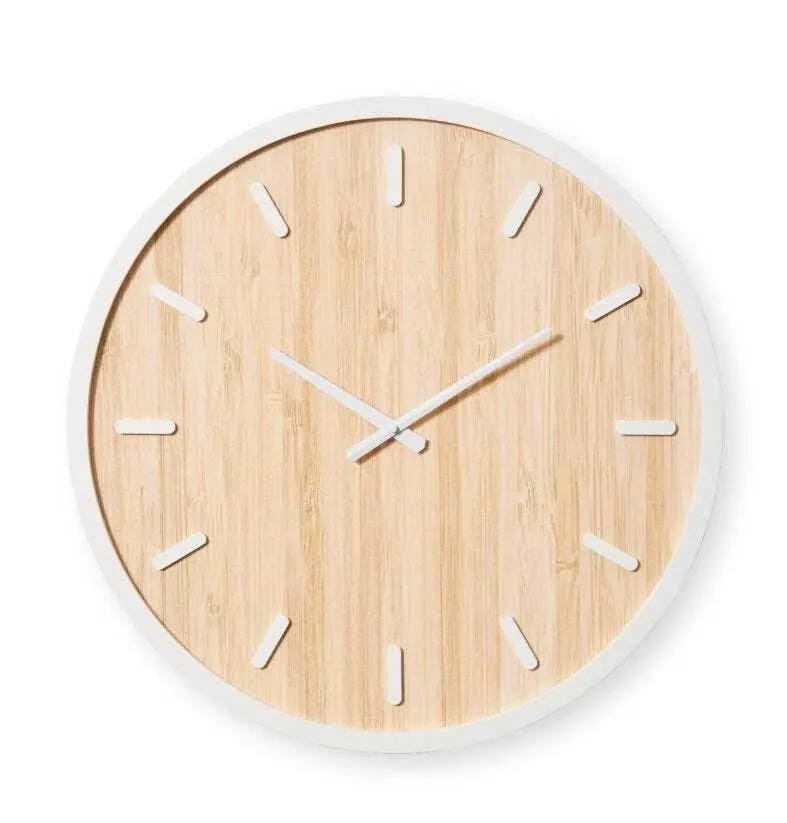 E Style Tyson MDF/Metal 60cm Wall Clock Hanging Round Analogue White/Natural