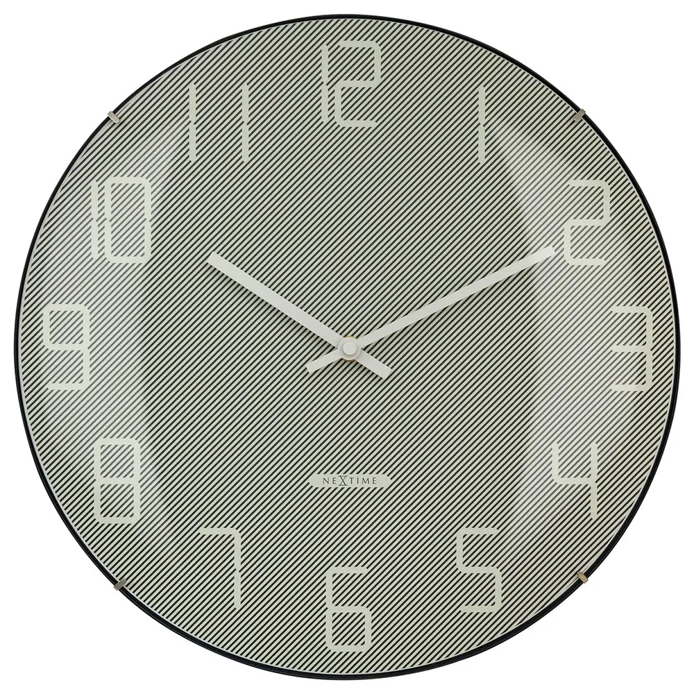 NeXtime Shade Glass Analogue 35cm Hanging Wall Clock Decor Silent Sweep Grey