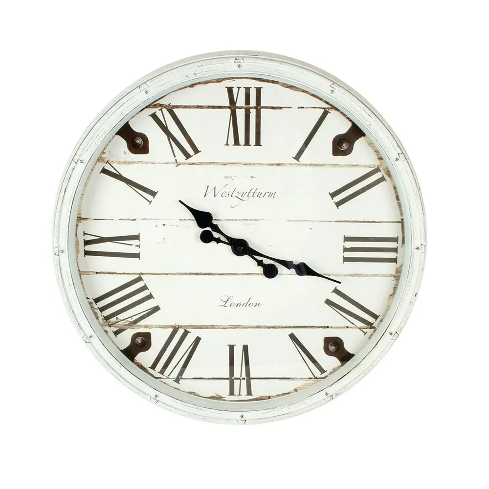 Maine & Crawford Sabah 52cm Plastic Analogue Wall Clock Home Decor Antique White