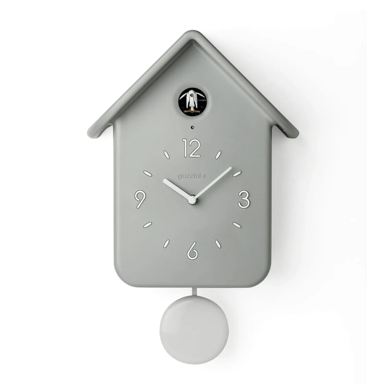 Guzzini Home Qq Cuckoo 38cm Analog Plastic Wall Hanging Clock w/ Pendulum Grey