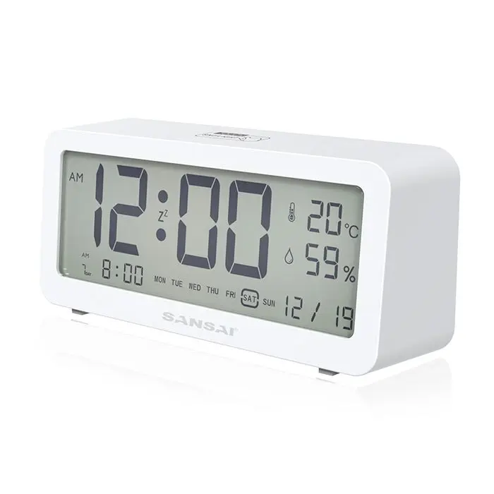 Sansai LED LCD Digital 12/24h Alarm/Snooze Clock/Date/Temperature 7in Display