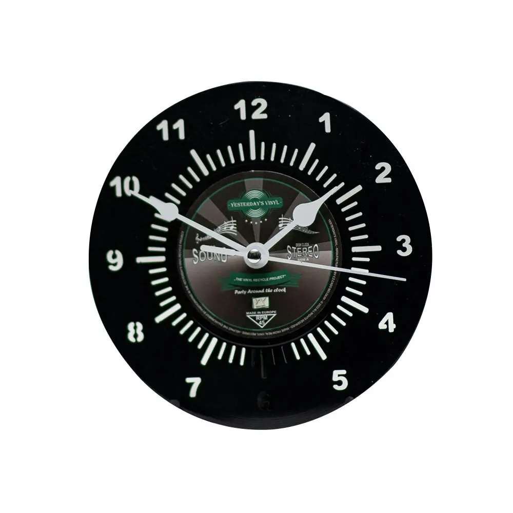 Yesterday’s Recycled Vinyl Rock-n-Roll Music Lover Battery Deskclock Black 18cm