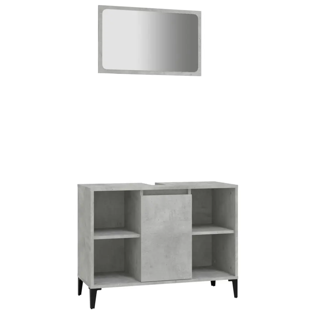 2 Piece Bathroom Furniture Set Concrete Grey Engineered Wood 3185718