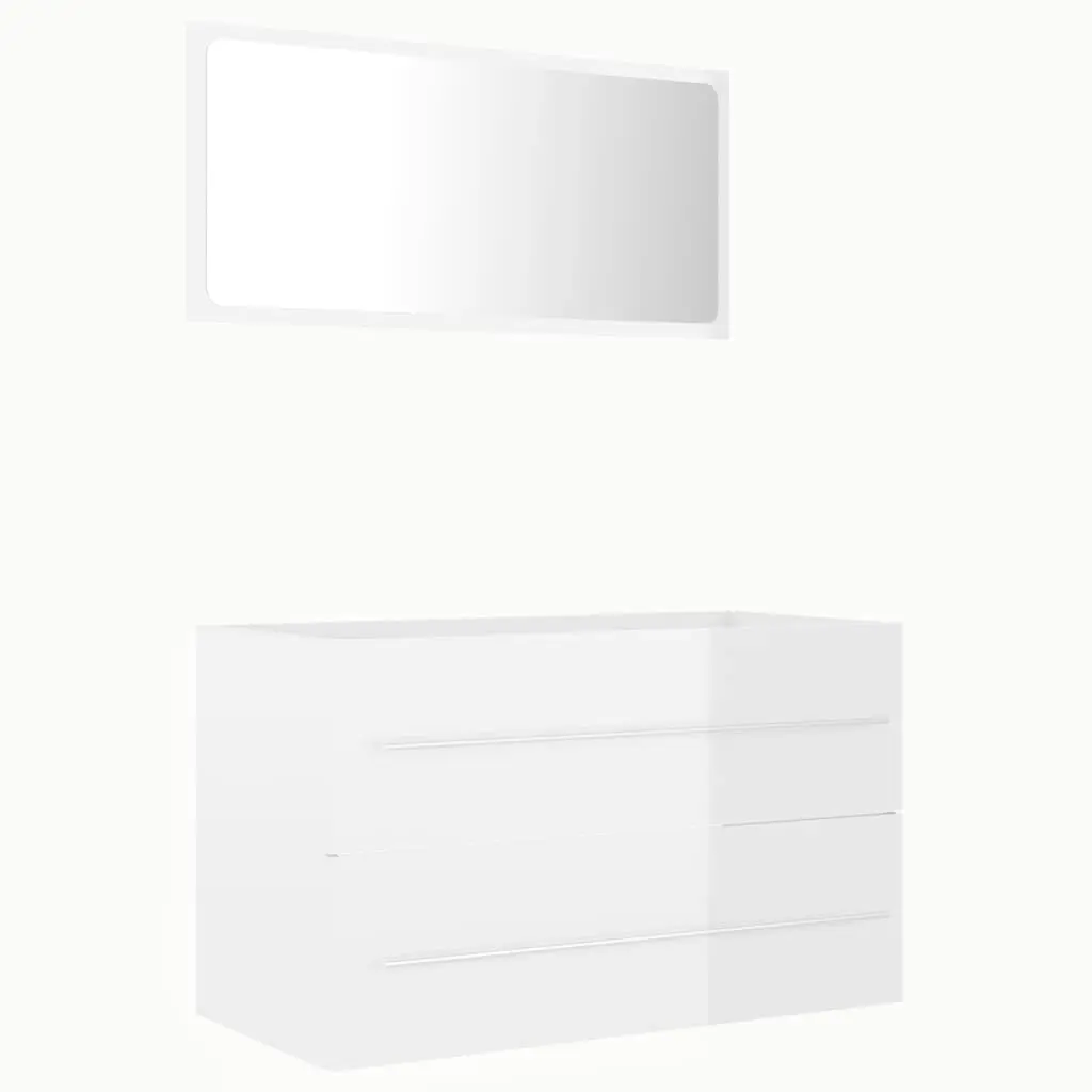 2 Piece Bathroom Furniture Set High Gloss White Engineered Wood 804842