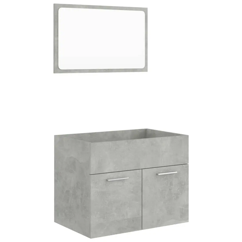 2 Piece Bathroom Furniture Set Concrete Grey Engineered Wood 804786