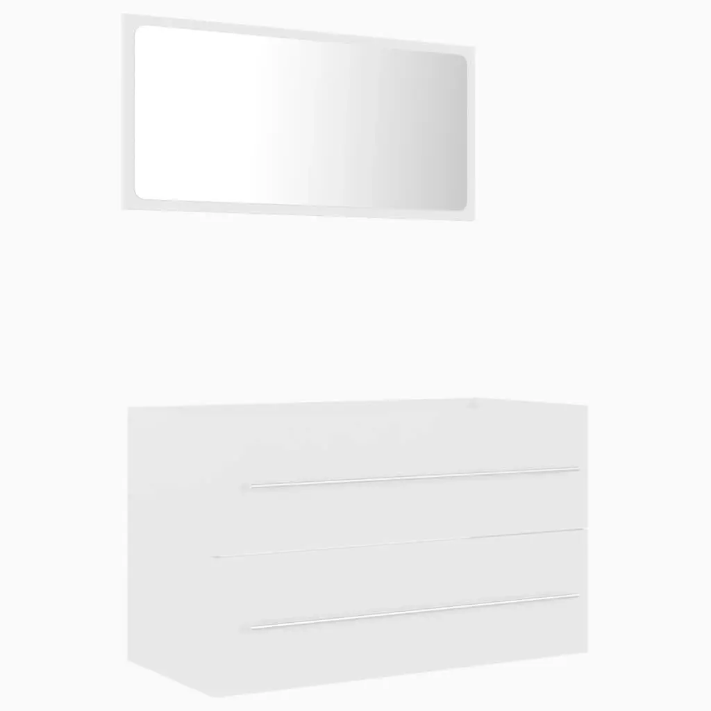 2 Piece Bathroom Furniture Set White Engineered Wood 804836