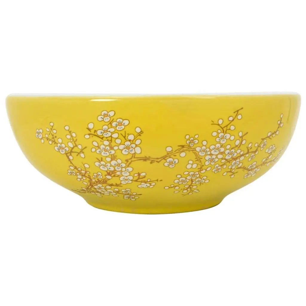 Countertop Basin White and Yellow Round Î¦41x14 cm Ceramic 155053