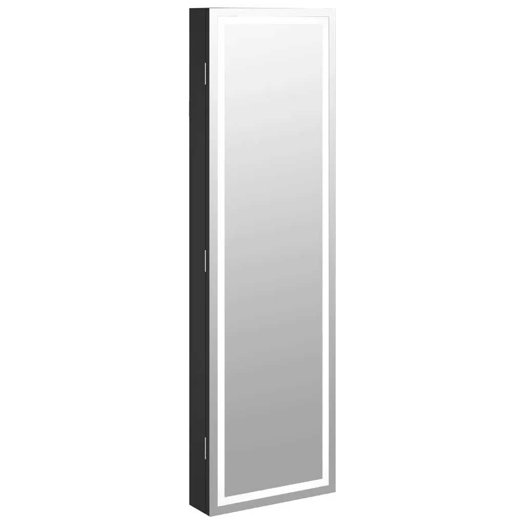 Mirror Jewellery Cabinet with LED Lights Wall Mounted Black 353254