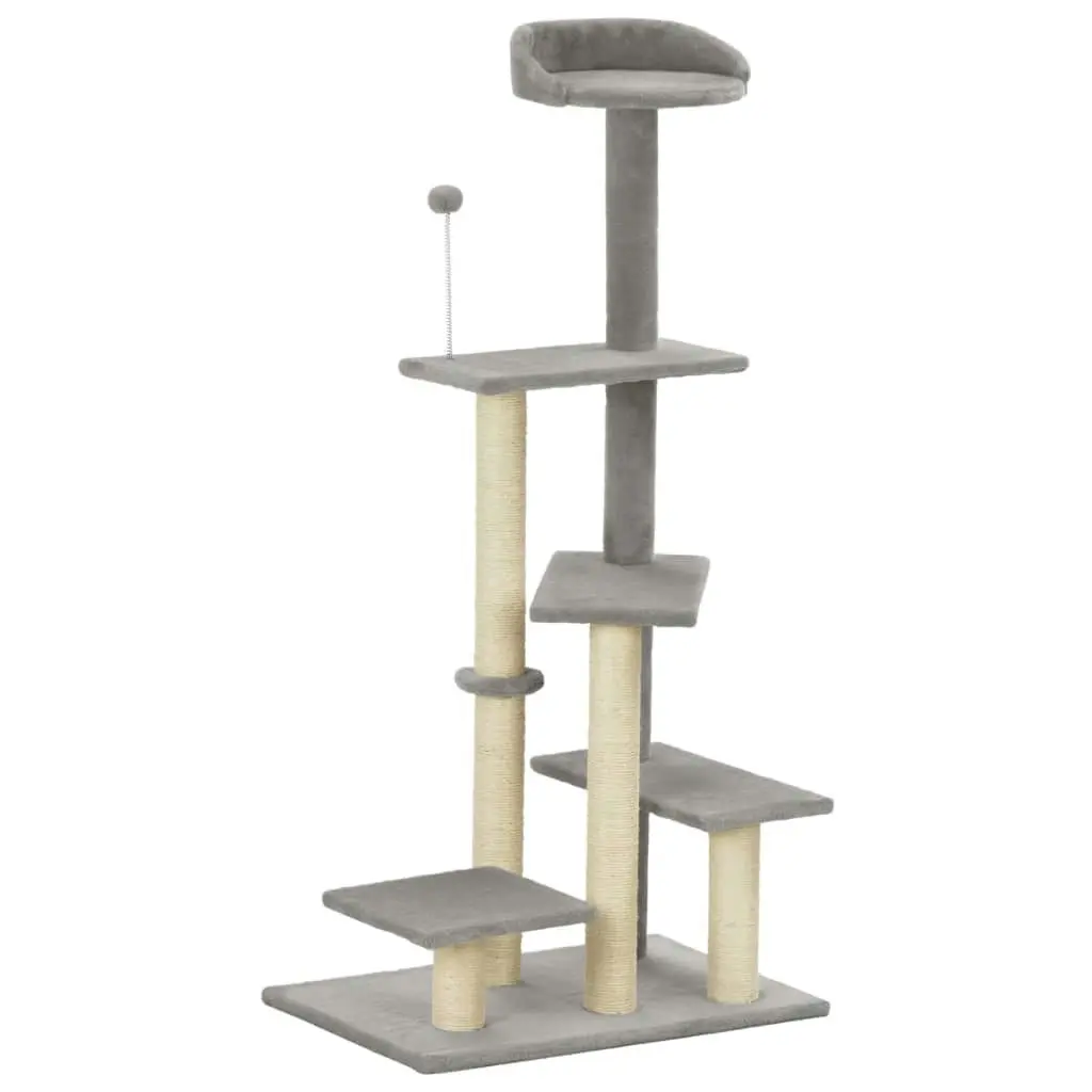 Cat Tree with Sisal Scratching Post Grey 125 cm 170708