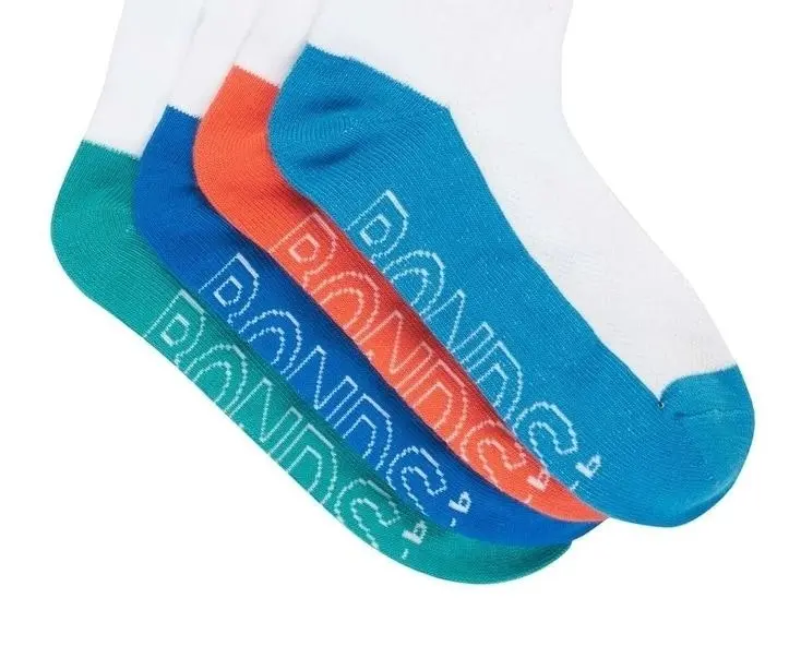 16 Pairs Bonds Kids Socks Boys Lightweight Low Cut White Blue Teal Orange 05K