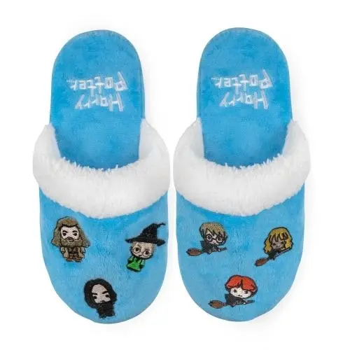 3 x Kids Boys Girls Harry Potter & Friends Hogwarts Kawaii Slippers Light Blue