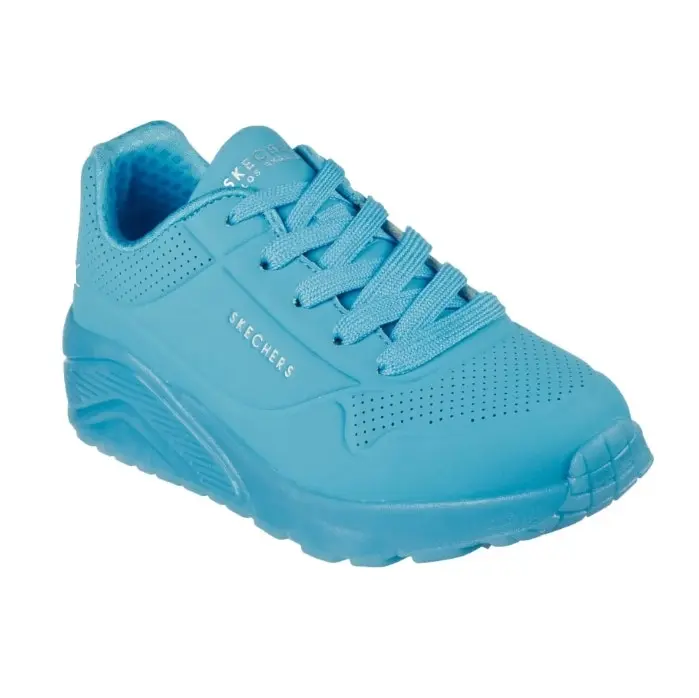 Girls Skechers Uno Ice Aqua Comfy Kids Running Shoe