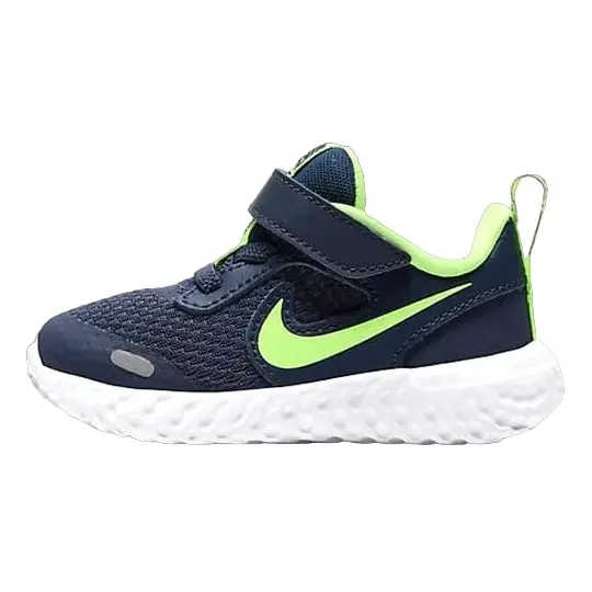 Kids Nike Revolution 5 Tdv Midnight Navy/ Ghost Green Shoes