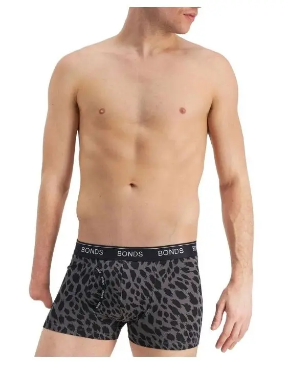 10 x Mens Bonds Guyfront Trunks Underwear Grey Leopard Print