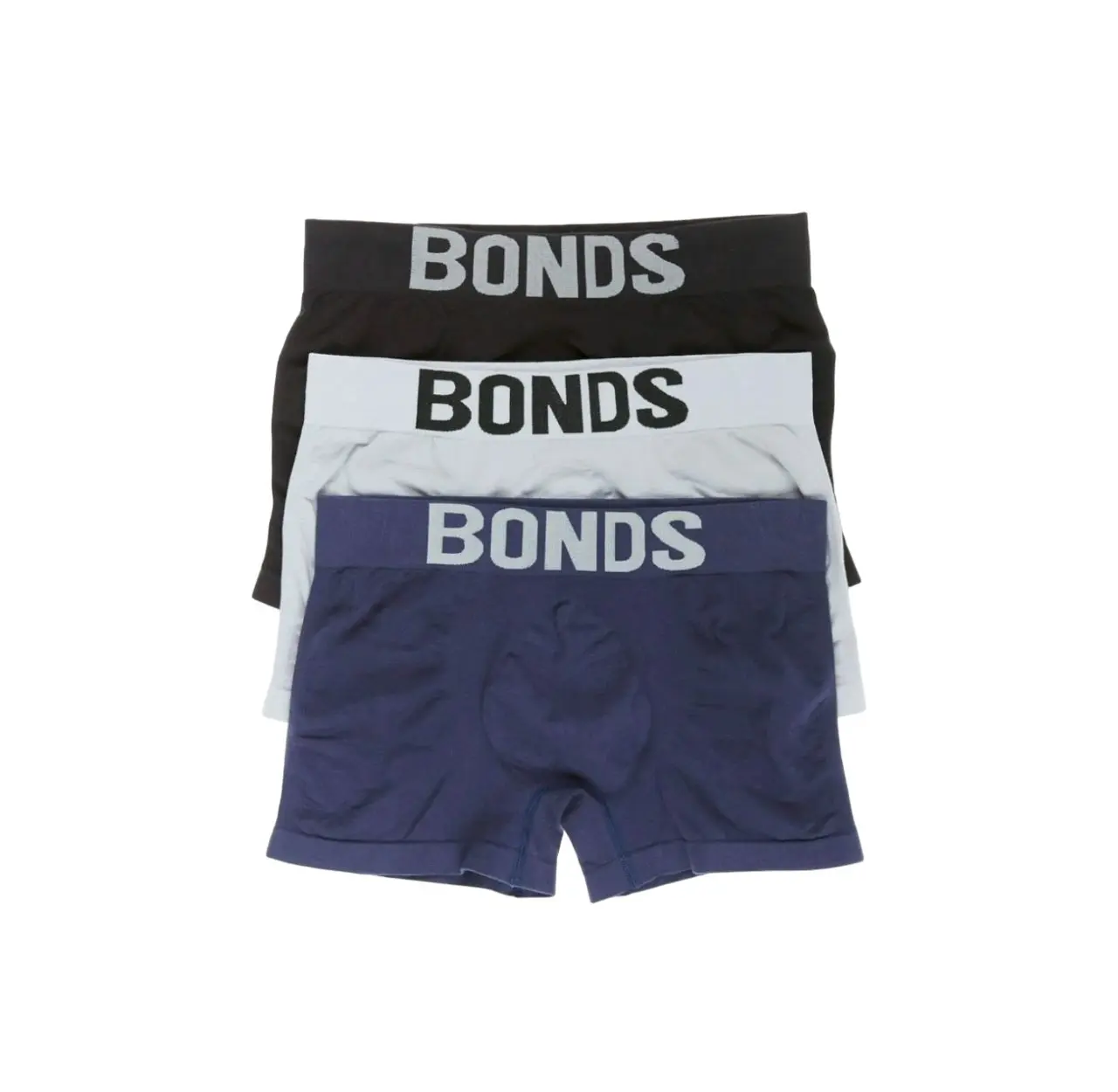 15 X Bonds Mens Seamless Black/ Grey/ Navy Trunk Underwear