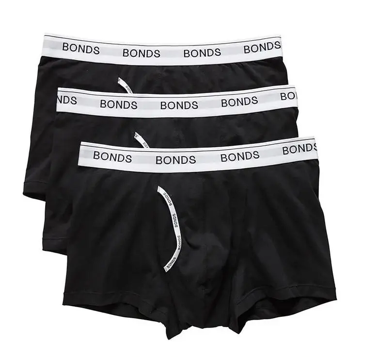 3 x Bonds Guyfront Trunk Mens Underwear Undies Black/White