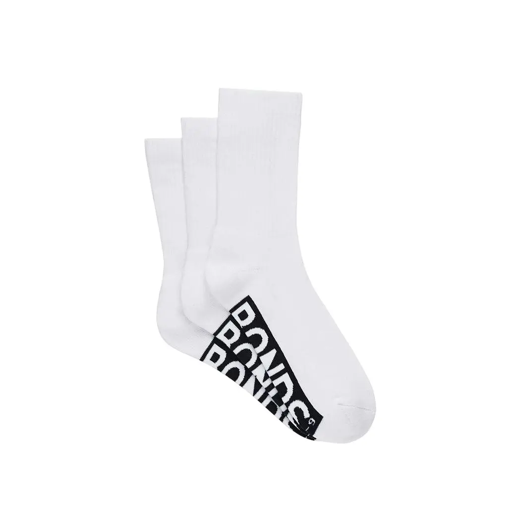 18 X Bonds Mens Logo Comfy Cushioned Crew White Socks