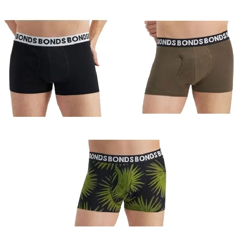 6 Pairs X Bonds Mens Everyday Trunks Cotton Leaf Print Pack