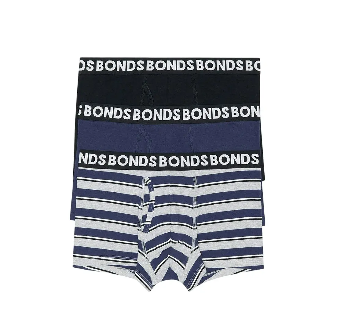 15 X Bonds Mens Everyday Trunk Underwear Black / Navy / Grey Undies