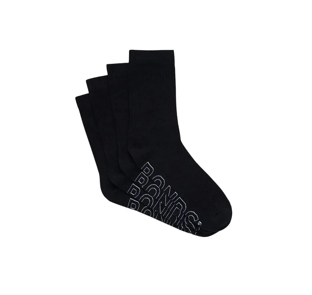 16 X Bonds Mens Logo Lighweight Crew Black Socks