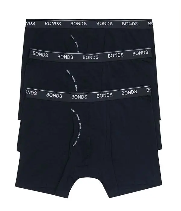 12 X Bonds Mens Guyfront Mid Trunk Underwear - Black