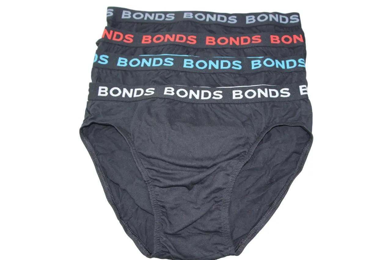 4 Pairs X Bonds Mens Hipster Briefs Black/Multicoloured Logo As1