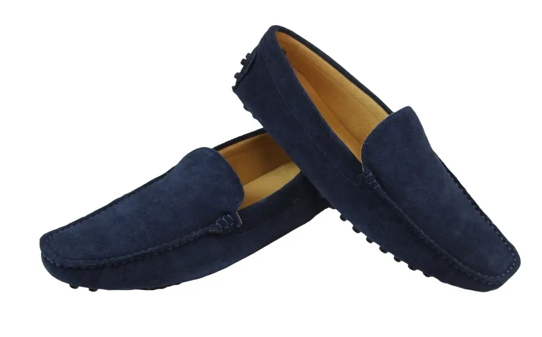 Mens Zasel Summer Slip On Navy Suede Boat Shoes