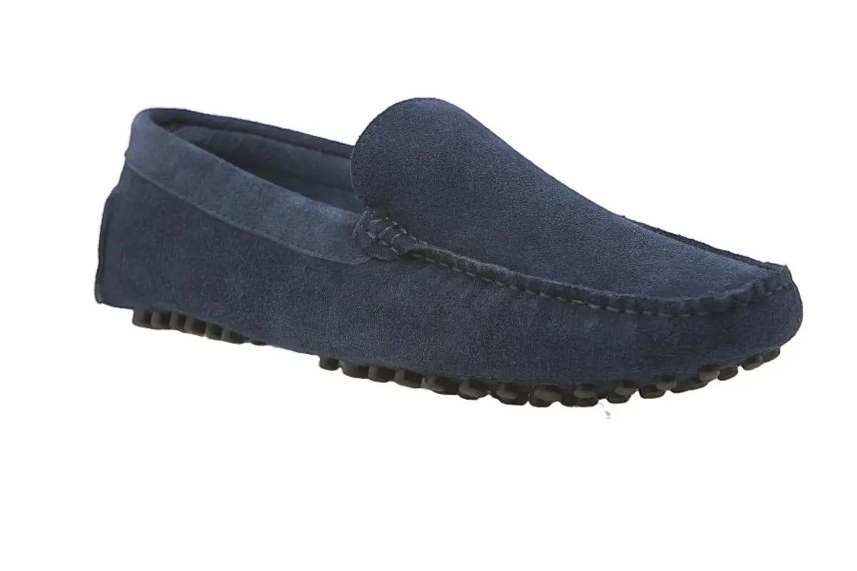 Mens Zasel Summer Boat Shoes Navy Suede Casual Slip On Deck Driving Grip Loafers