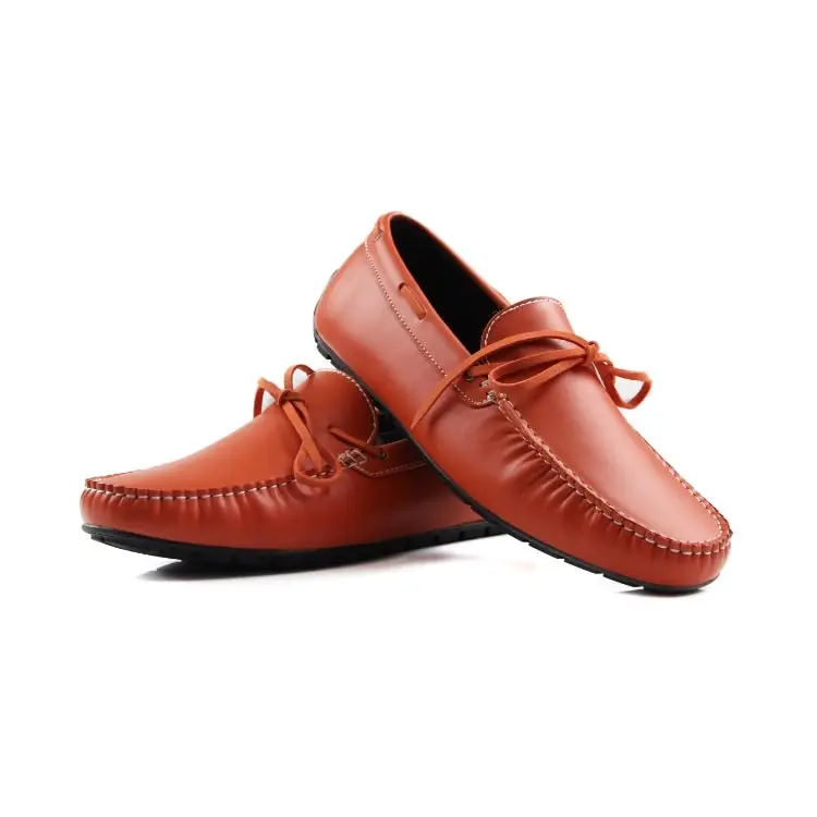 Mens Zasel Anchor Slip On Orange Leather Boat Shoes