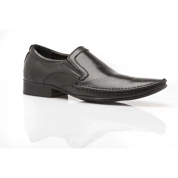 Mens Zasel Meg Black Leather Slip On Shoes