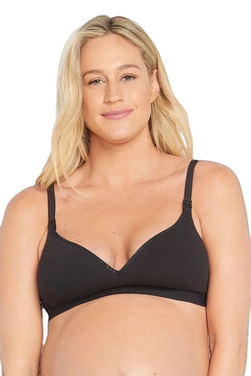 2 x Bonds Womens Bumps Contour Maternity Wirefree Bra Black Yyccy