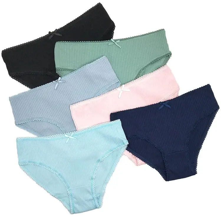 24 X Womens Mid-Rise Bikini Briefs Undies Cotton Assorted Underwear With Bow