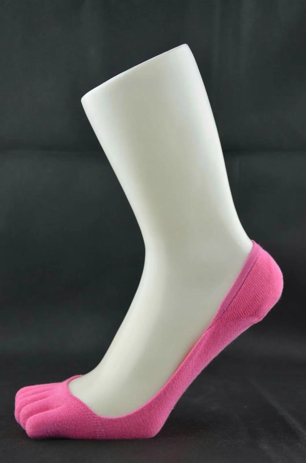 Womens Pair Invisible Anti Slip Five Toe Sock Footlets Sockettes Hot Pink