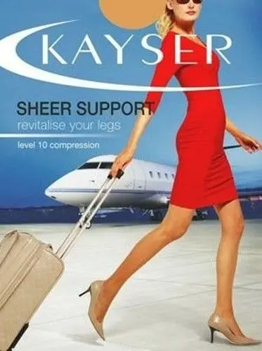 Kayser Stockings Pantyhose Sheer Support Natural Black Medium Tall Extra Tall