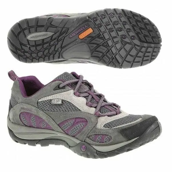 Womens Merrell Azura Waterproof Ladies Walking Shoe Grey Purple Womens Shoes