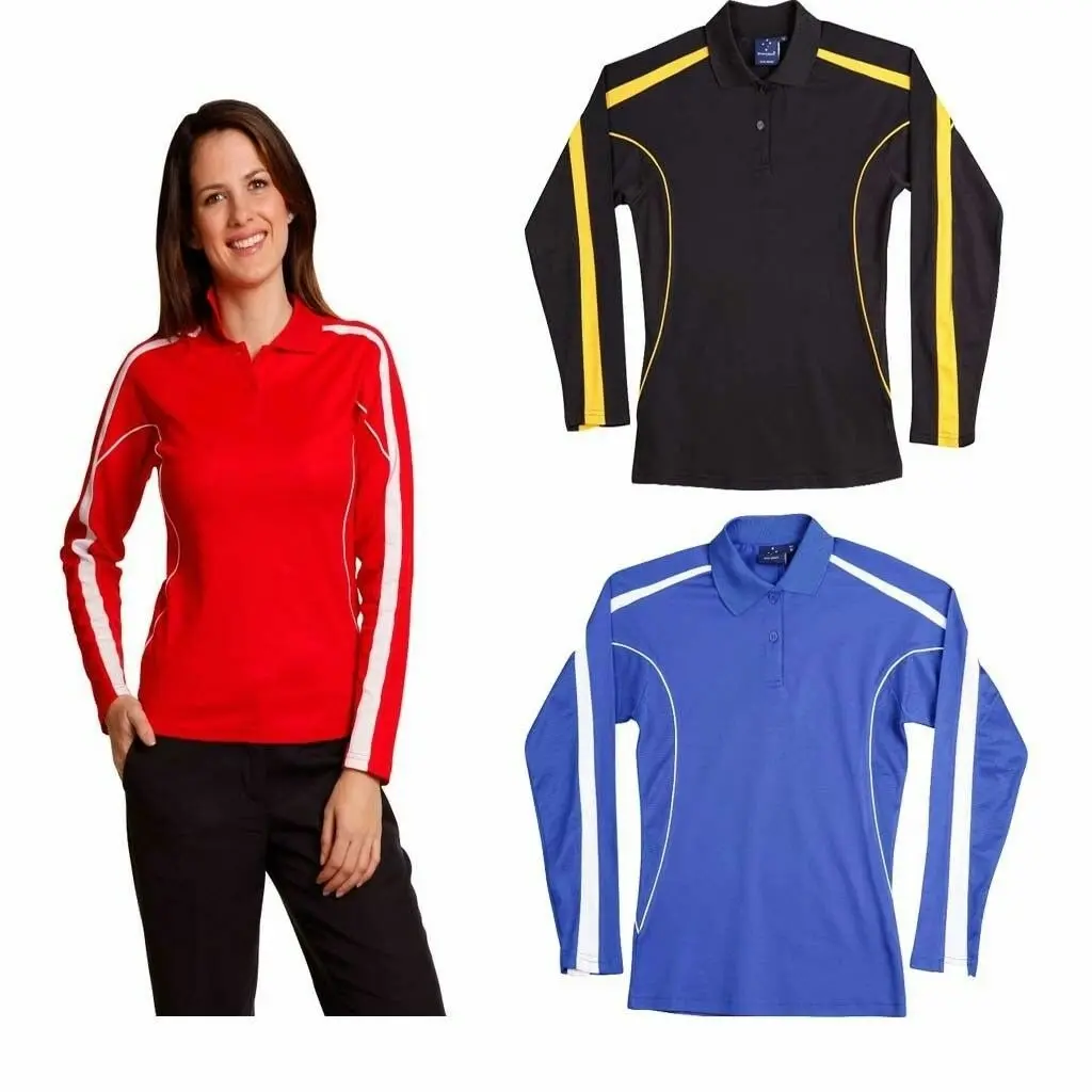 Ladies Womens Legend Plus Long Sleeve Casual Sports Work Polo Tshirt Team Top